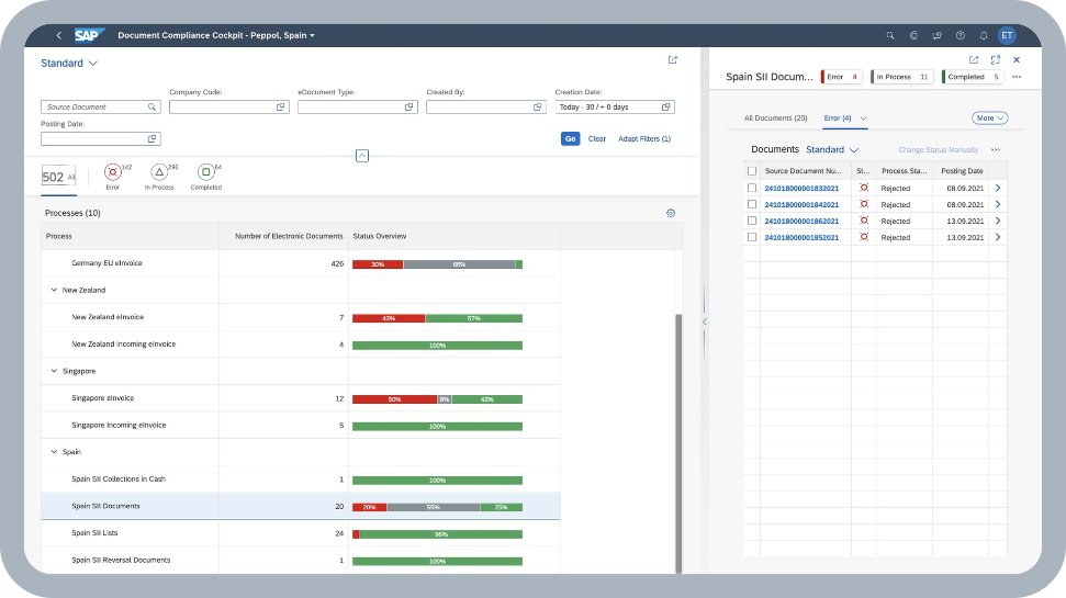 SAP DRC Peppol Monitor